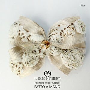 Fermaglio per capelli beige marrone Pilar Realizzato a mano - Il Tocco di Minerva