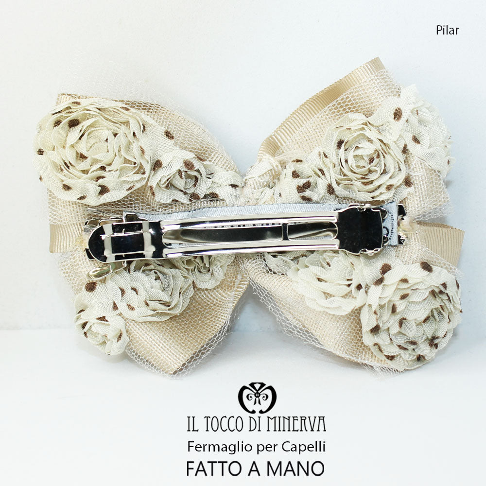 Fermaglio per capelli beige marrone Pilar Realizzato a mano - Il Tocco di Minerva