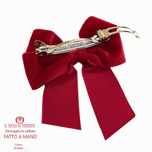 Fermaglio in velluto rosso linea orsetto - Fatto a Mano - Il Tocco di Minerva