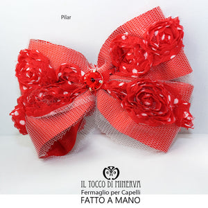 Fermaglio per capelli rosso Pilar Realizzato a mano - Il Tocco di Minerva