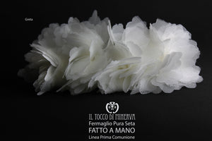 Fermaglio per capelli seta bimba Linea Prima Comunione Greta Realizzato a mano - Il Tocco di Minerva