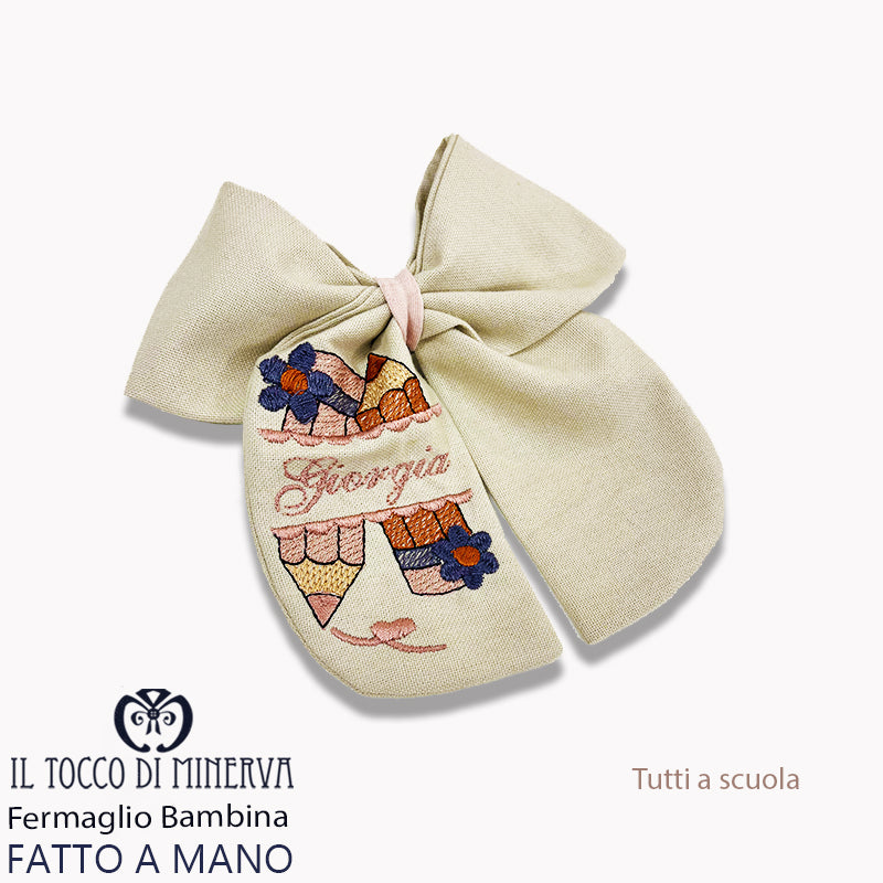 Fermaglio per capelli tutti a scuola - Fatto a mano - Il Tocco di Minerva