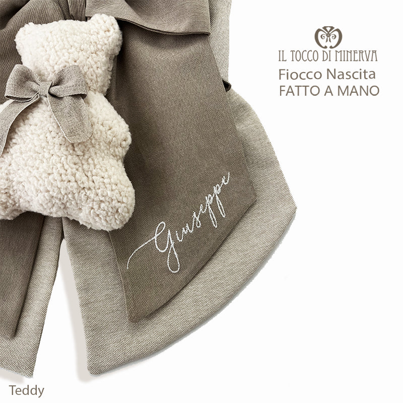 Fiocco Nascita linea orsetto Giuseppe - Fatto a Mano