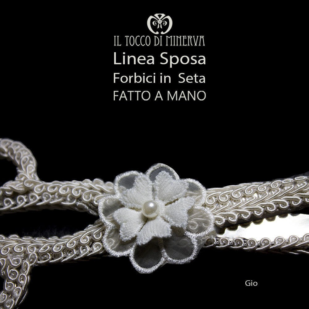 Forbici Taglio Nastro Linea Sposa Gio bianco seta Fatto a Mano - Il Tocco di Minerva
