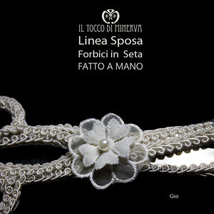 Forbici Taglio Nastro Linea Sposa Gio bianco seta Fatto a Mano - Il Tocco di Minerva