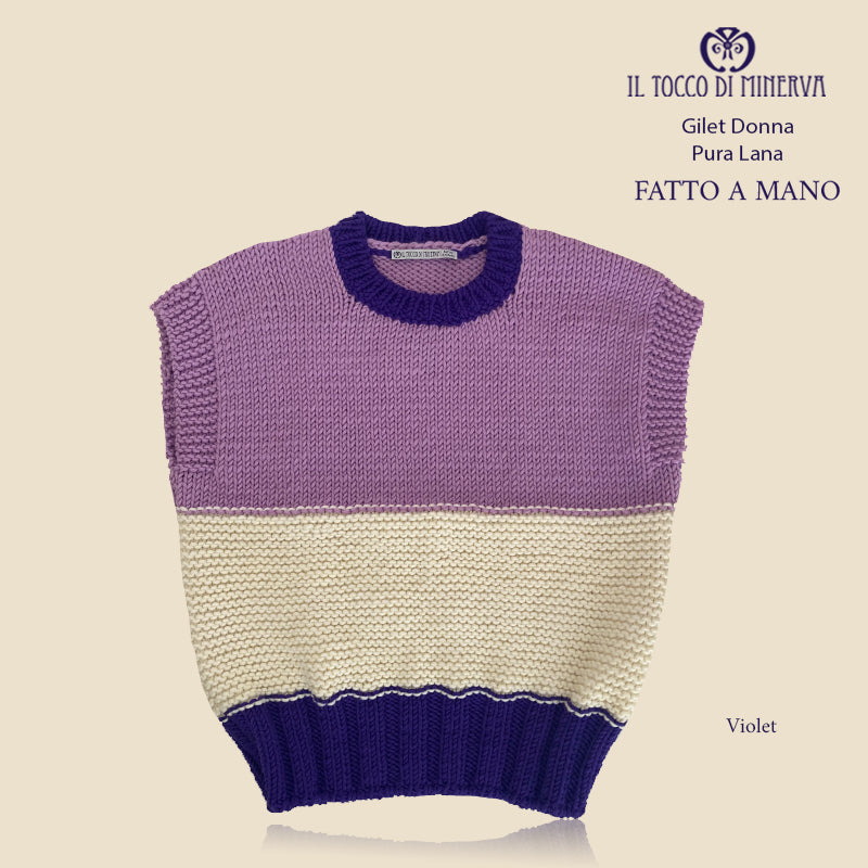 Gilet donna in pura lana Violet _Fatto a Mano - Il Tocco di Minerva