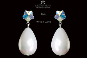 Orecchini cristallo e perle Swarovski Perla Realizzati A Mano - Il Tocco di Minerva