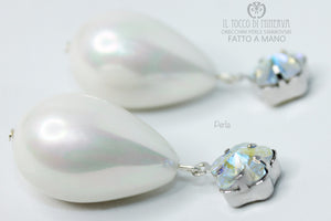 Orecchini cristallo e perle Swarovski Perla Realizzati A Mano - Il Tocco di Minerva