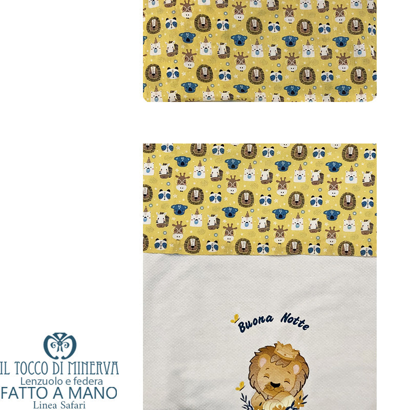 Lenzuolo con Federa neonato Linea Safari - Fatto a Mano - Il Tocco di Minerva