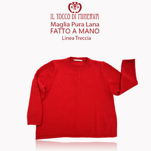 Maglia Donna Pura Lana lavorata linea treccia - Fatto a Mano - Il Tocco di Minerva