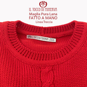 Maglia Donna Pura Lana lavorata linea treccia - Fatto a Mano - Il Tocco di Minerva