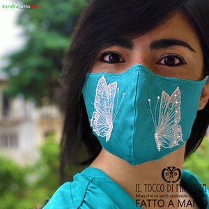 Maschera anti-polvere lavabile forma due andrà tutto bene tiffany farfalla - Il Tocco di Minerva