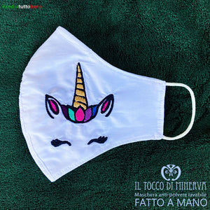 Mascherina forma 2 anti-polvere lavabile andrà tutto bene unicorno - Realizzata a mano - Il Tocco di Minerva