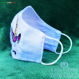 Mascherina forma 2 anti-polvere lavabile andrà tutto bene unicorno - Realizzata a mano - Il Tocco di Minerva