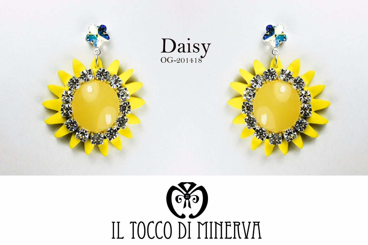 Orecchini gialli fiore cristallo swarovski Daisy Realizzati a mano – Handmade - Il Tocco di Minerva