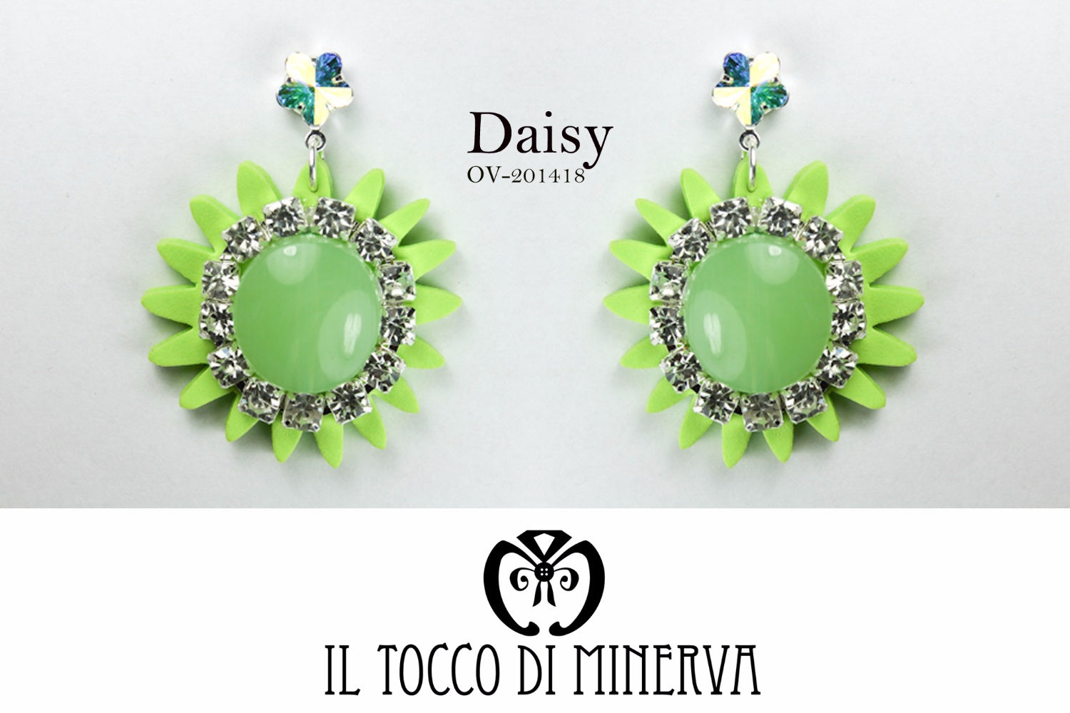 Orecchini verdi fiore cristallo swarovski Daisy Realizzati a mano – Handmade - Il Tocco di Minerva