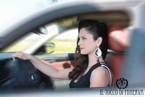 Orecchini bianco/neri lux Amelie Realizzati a mano - Handmade - Il Tocco di Minerva