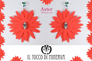 Orecchini corallo fiori cristallo swarovski Aster Realizzati a mano - Handmade - Il Tocco di Minerva