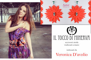 Orecchini corallo fiori cristallo swarovski Aster Realizzati a mano - Handmade - Il Tocco di Minerva