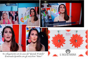 Orecchini corallo fiori cristallo swarovski Aster Realizzati a mano - Handmade - Il Tocco di Minerva