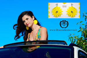 Orecchini gialli fiori cristallo swarovski Aster Realizzati a mano - Handmade - Il Tocco di Minerva