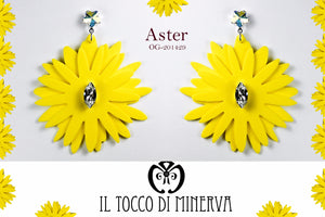 Orecchini gialli fiori cristallo swarovski Aster Realizzati a mano - Handmade - Il Tocco di Minerva