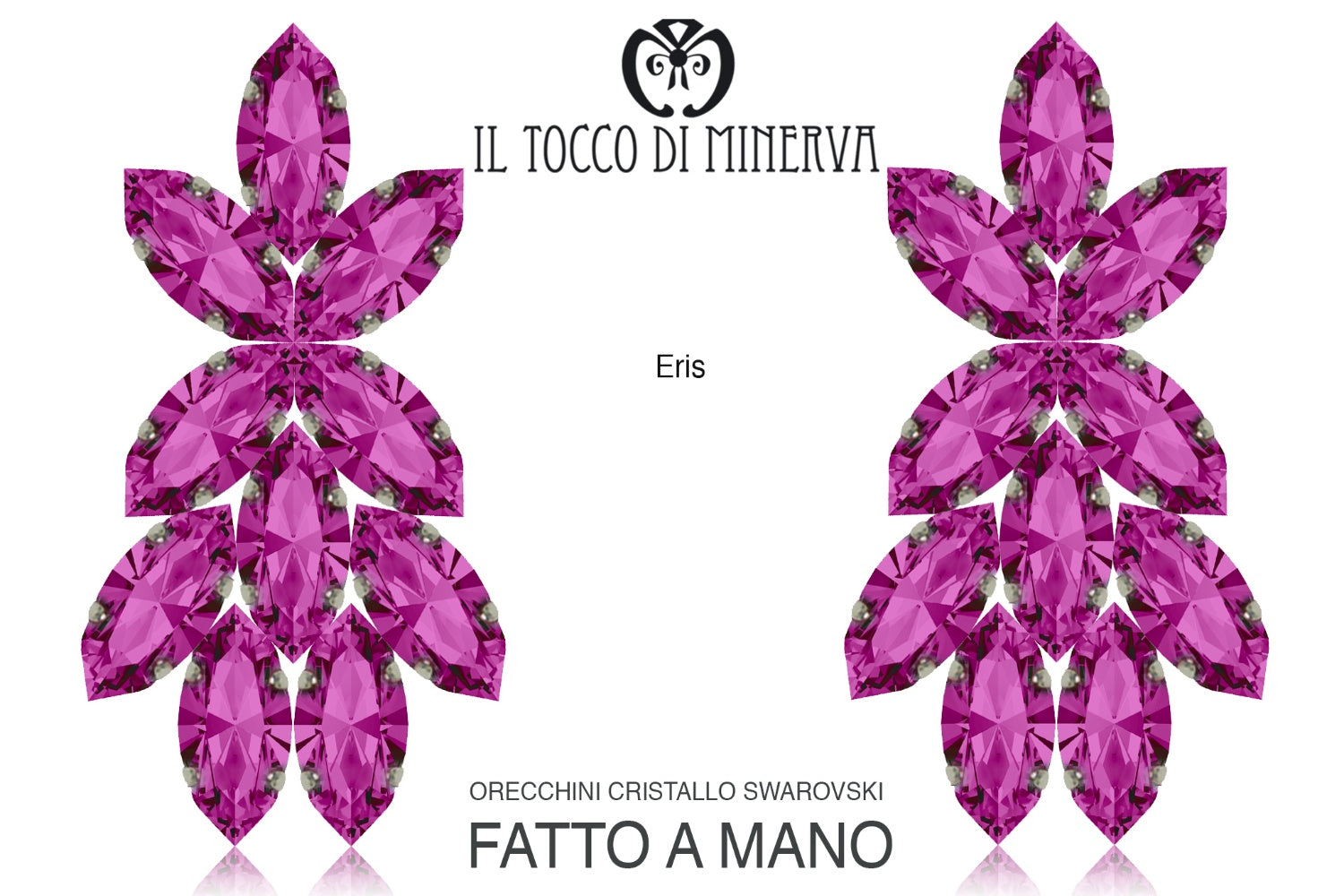 Orecchini in cristallo swarovski fucsia Eris Realizzati a mano - Il Tocco di Minerva