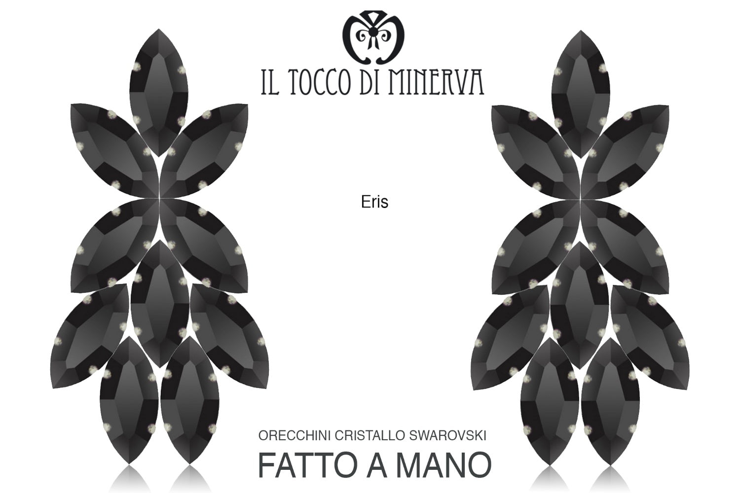 Orecchini in cristallo swarovski nero Eris Realizzati a mano - Il Tocco di Minerva