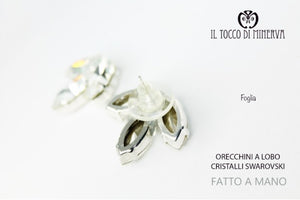 Orecchini Swarovski Foglia Cipria Oro Linea Sposa Realizzato a Mano - Il Tocco di Minerva
