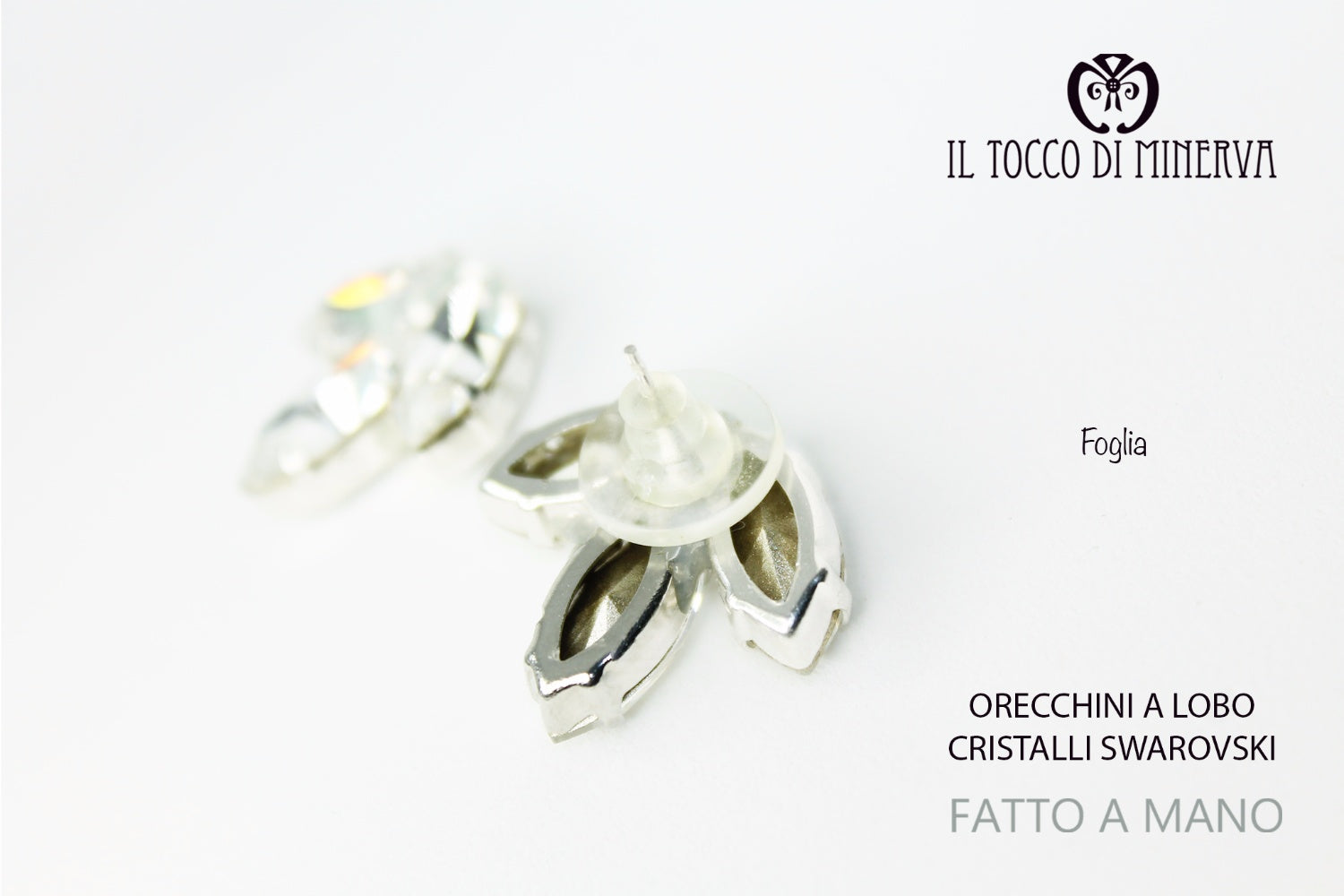 Orecchini Swarovski Foglia Verde Esmeraldo Realizzato a Mano - Il Tocco di Minerva