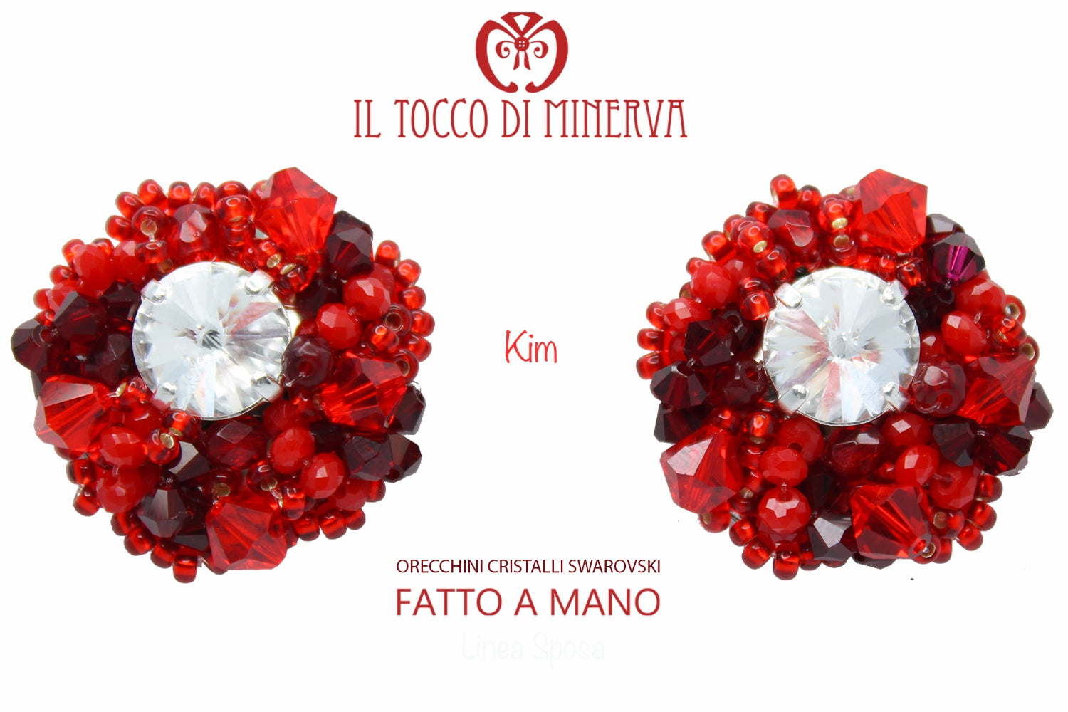 Orecchini rosso Swarovski cristallo - Realizzati a mano con eleganza