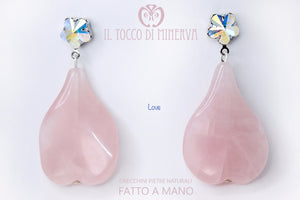 Orecchini in cristallo swarovski e pietre Naturali Love Realizzato A Mano – HandMade - per San Valentino - Il Tocco di Minerva