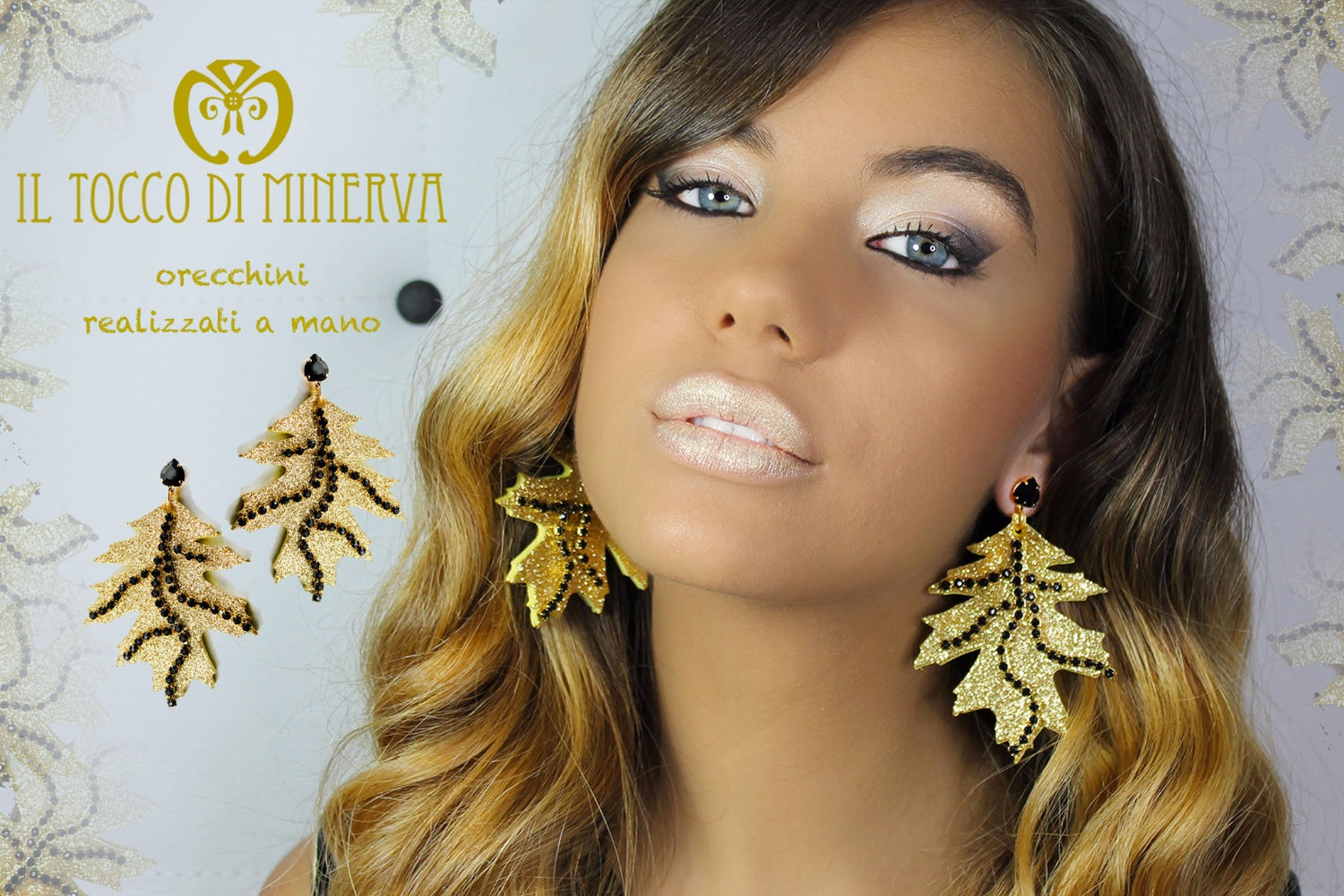 Orecchini oro/nero in moosgummi e swarowski Thara Realizzati A Mano – HandMade - Il Tocco di Minerva