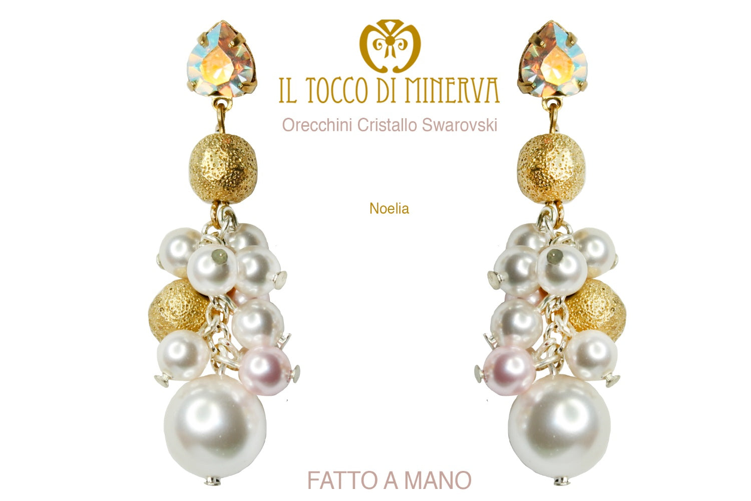 Orecchini Swarovski argento925 Noelia rosa – Handmade - Il Tocco di Minerva