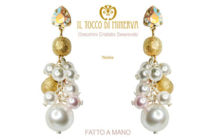 Orecchini Swarovski argento925 Noelia rosa – Handmade - Il Tocco di Minerva