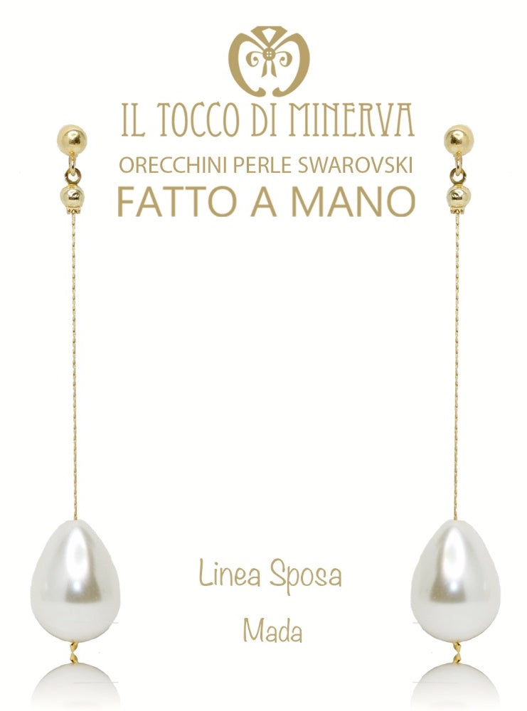 Orecchini perle Swarovski e argento 925 Mada Realizzati A Mano - Il Tocco di Minerva