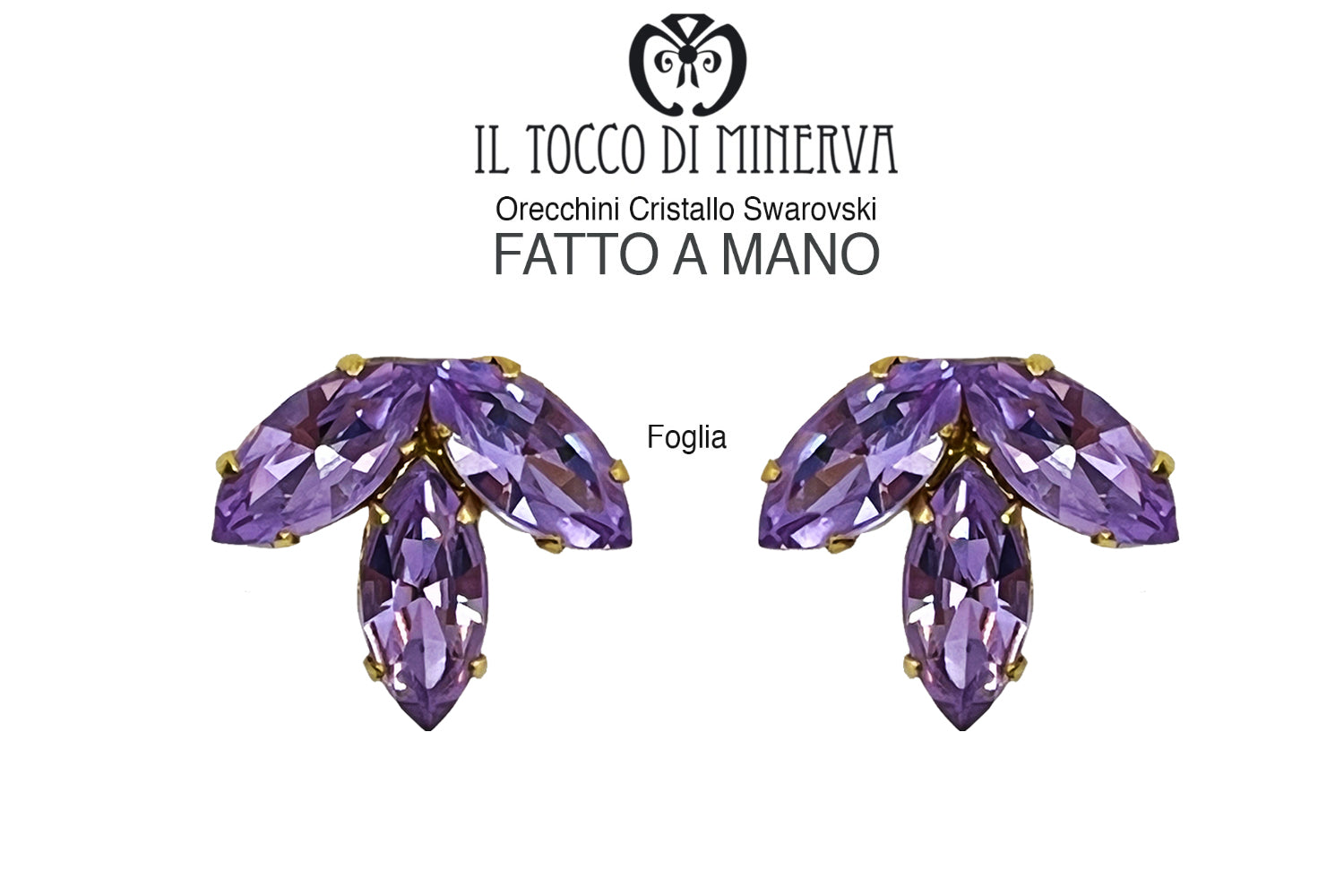 Orecchini Swarovski Foglia Colore glicine - Fatto a mano