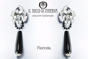 Orecchini bianco/nero Florinda swarovski e pietre Realizzato A Mano - Il Tocco di Minerva