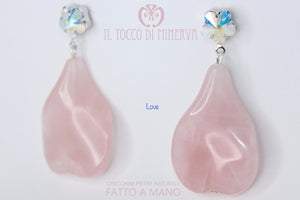 Orecchini in cristallo swarovski e pietre Naturali Love Realizzato A Mano – HandMade - per San Valentino - Il Tocco di Minerva