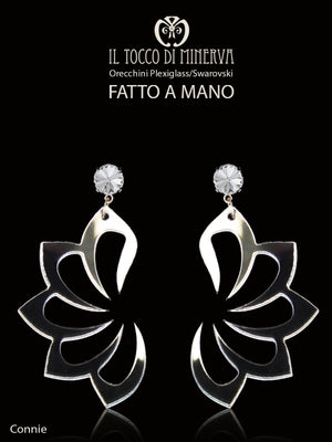 Orecchini plexiglass Connie specchiato argentato - Realizzato a mano - Il Tocco di Minerva
