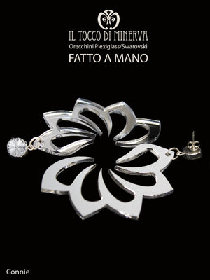 Orecchini plexiglass Connie specchiato argentato - Realizzato a mano - Il Tocco di Minerva