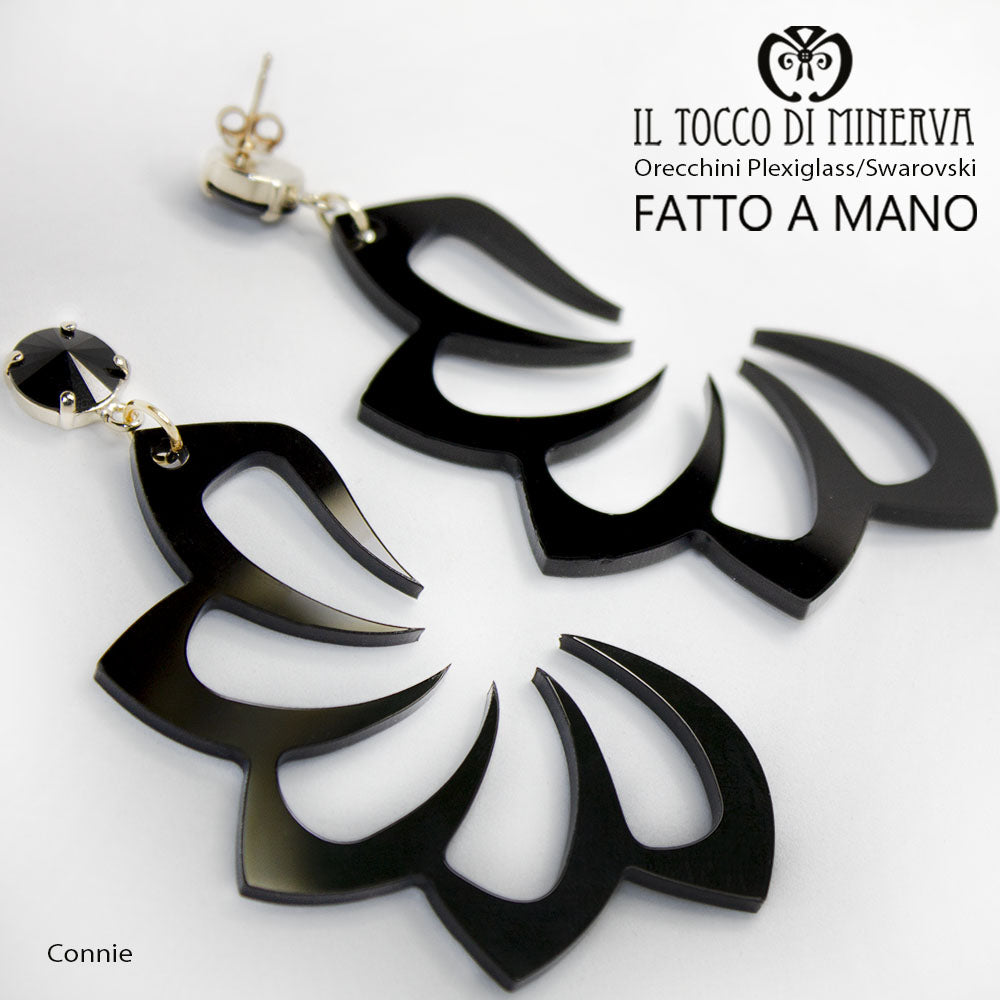 Orecchini plexiglass Connie nero - Il Tocco di Minerva