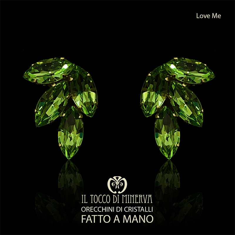 Orecchini di cristallo verde Love Me - Fatto a Mano (Copy) - Il Tocco di Minerva