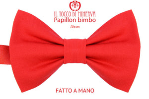 Papillon Farfallino Bimbo Abram Rosso Cotone Realizzato a mano – Handmade - Il Tocco di Minerva