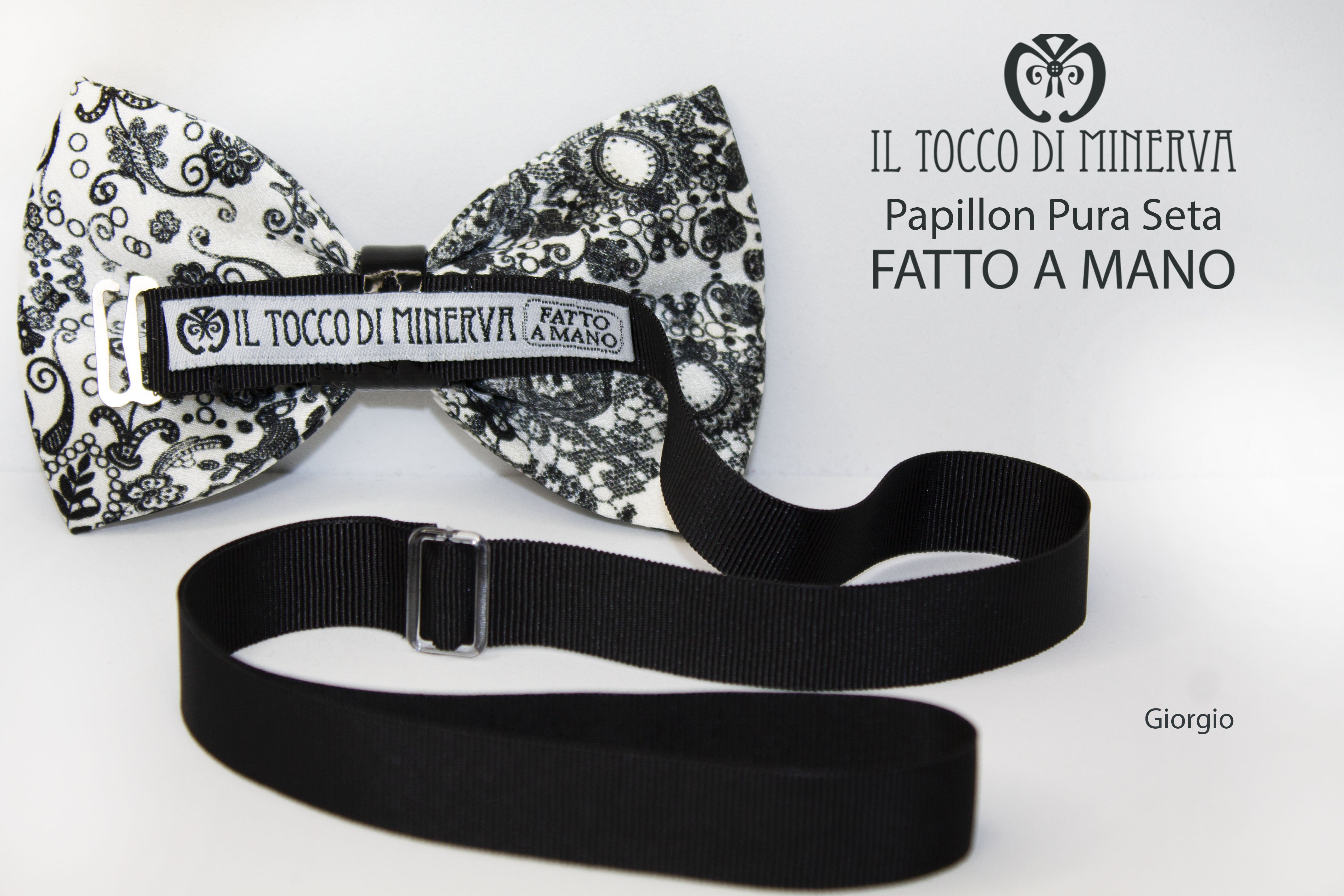 Papillon Pura Seta Giorgio Tessuto Alta Moda - Realizzato a mano - Il Tocco di Minerva