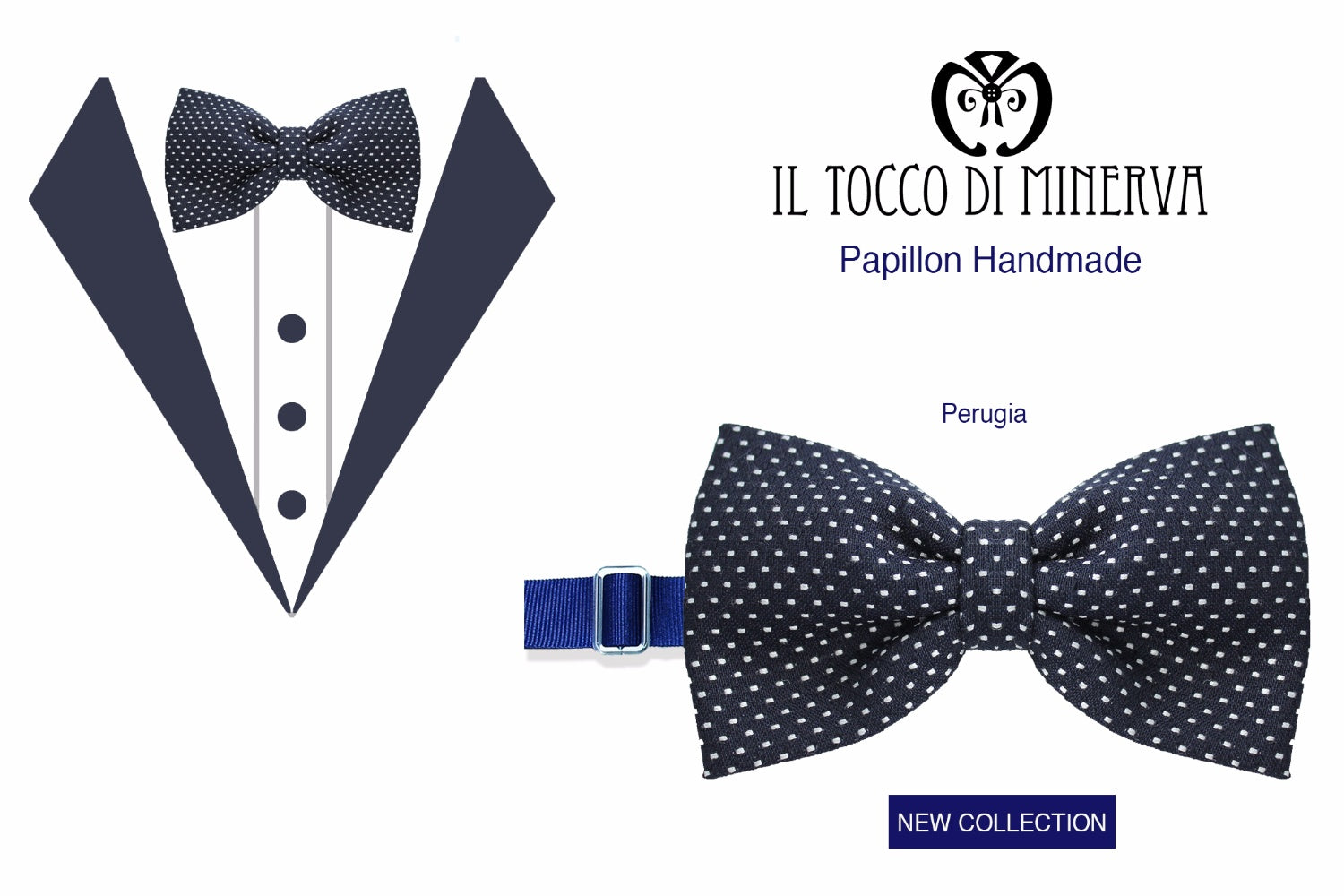 Papillon Uomo Perugia tessuto alta moda - Realizzato a mano - Il Tocco di Minerva