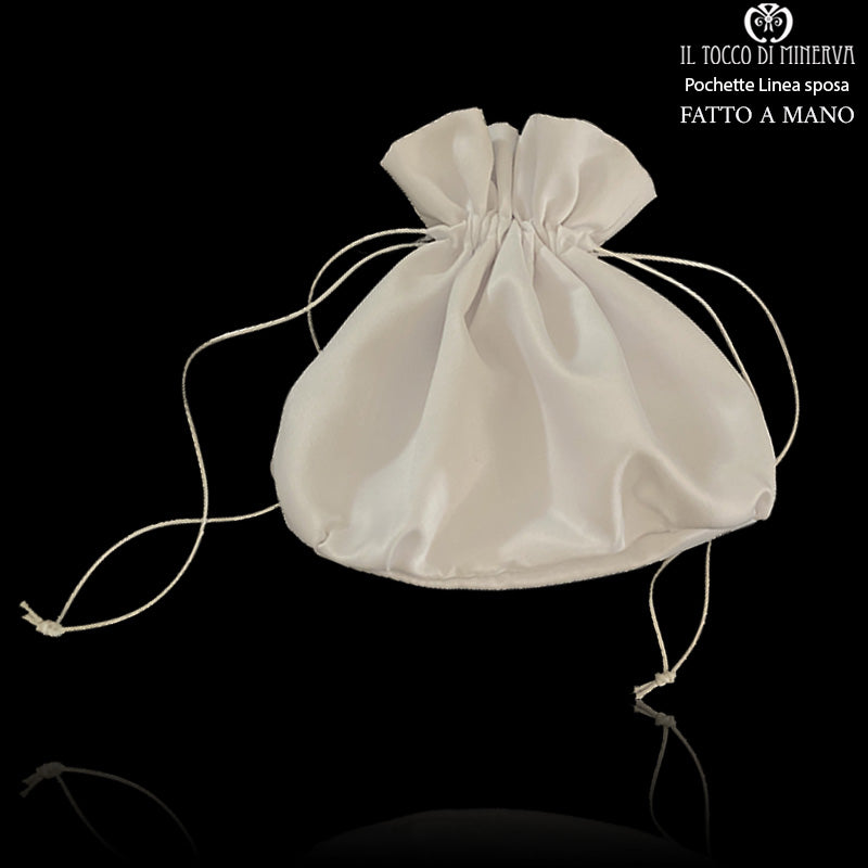 Pochette in seta Linea Sposa bianco freddo - Fatto a mano - Il Tocco di Minerva