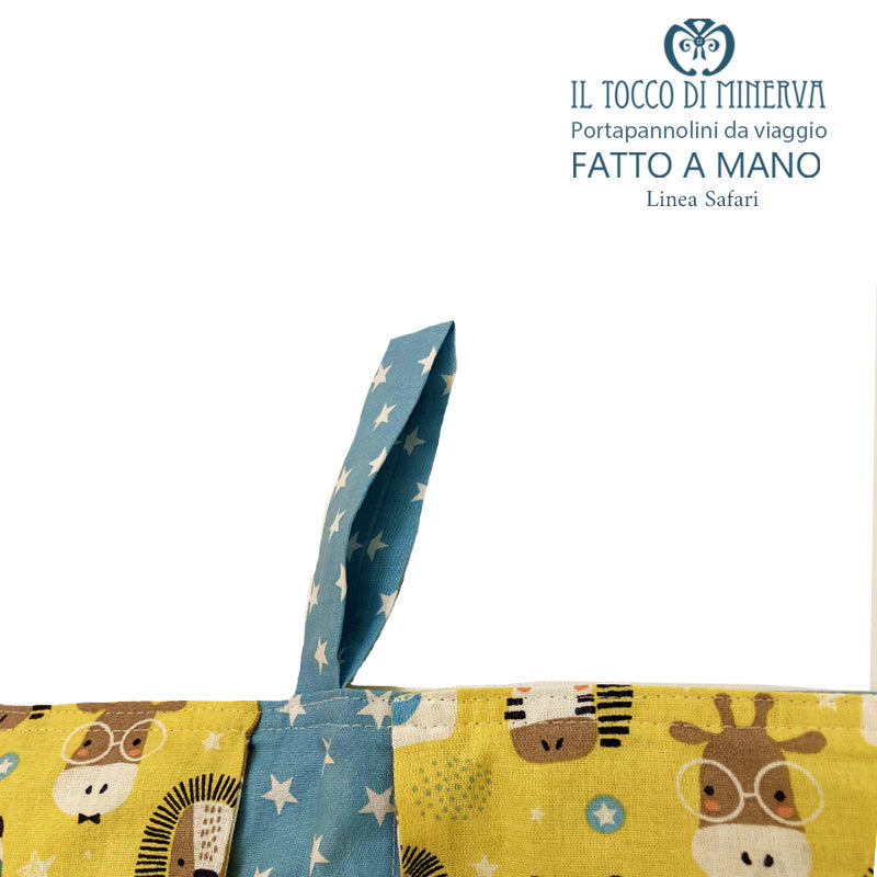 Porta pannolini e salviettine da Viaggio Neonato Linea Safari - Fatto a mano - Il Tocco di Minerva