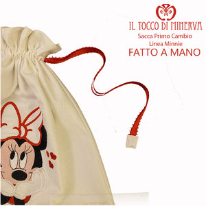 Sacca Primo Cambio Neonato in Cotone linea Minnie ricamo - Fatto a Mano - Il Tocco di Minerva