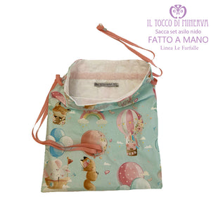Sacca asilo nido bambina Linea Le farfalle - Fatto a mano - Il Tocco di Minerva